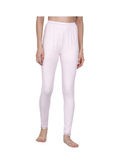 Buy High Waist Ultra Soft Tummy Support Stretchy Leggings With Lace Baby Pink in UAE