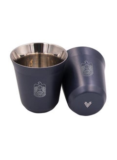 Buy 2-Piece Set Pola UAE Stainless Steel Cup Dark Blue 175ml in UAE