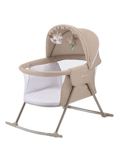 Buy Baby Crib 3-In-1 Lovi With Adjustable Canopy And Accessories For Newborn, 0-9, Beige in UAE