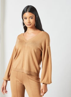 Buy Long Sleeve Sweater Light Brown in UAE