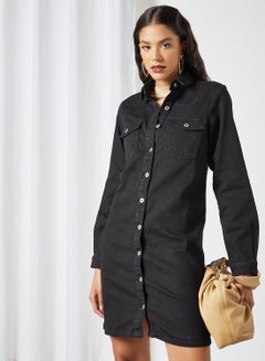 Buy Mini Dress Black Denim in UAE