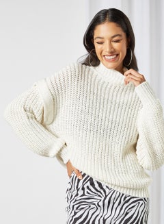 Buy High Neck Sweater White in UAE