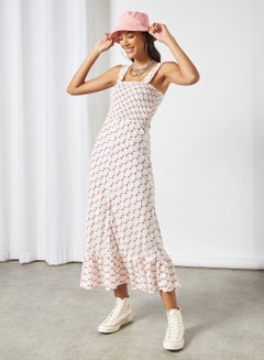 Buy Shirred Bodice Dress Ecru in UAE