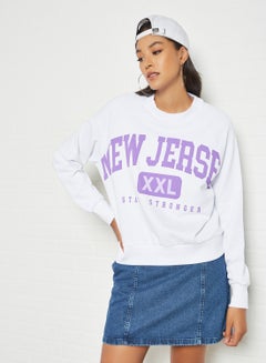 Buy New Jersey Graphic Sweatshirt White in Saudi Arabia