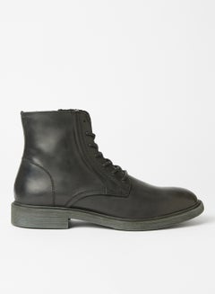 Buy Leather Ankle Boots Black in Saudi Arabia