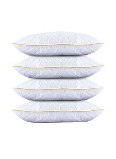 Buy 4 Pieces Prime Hotel Pillow with Golden Line Microfiber White / Gold 180x50cm in Saudi Arabia