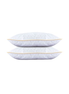 Buy 2 Pieces Prime Hotel Pillow with Golden Line Microfiber White / Gold 90x50cm in Saudi Arabia