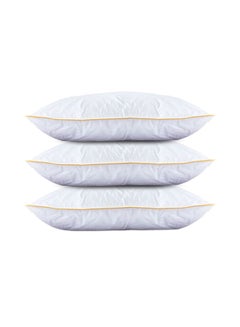 Buy 3 Pieces Prime Hotel Pillow with Golden Line Microfiber White / Gold 150x50cm in Saudi Arabia