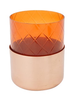 Buy T-Light Holder With Star Cutting Glass Unique Luxury Quality Scents For The Perfect Stylish Home Ramadan Brown/Orange 8.25 x 8.25 x 10cm in Saudi Arabia