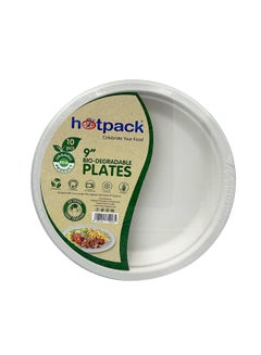 Buy 10-Pieces Bio Degradable Pulp Plate White 9inch in UAE