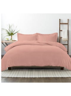 Buy 3-Piece 100% Long Staple Soft Sateen 400 Thread Count Weave King Size Duvet Cover Set Includes 2xPillowcases 50x75, 1xDuvet Cover Cotton Rose Pink in UAE