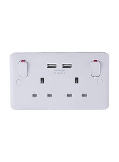 Buy Moulded Twin Socket With Two Usb Ports White in UAE