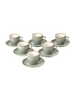 Buy 12-Piece Coffee Cup And Saucer Set Green 8x6.2x5.5cm in Saudi Arabia