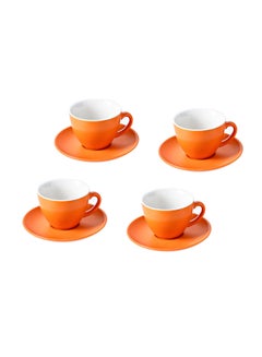 Buy 8-Piece Coffee Cup And Saucer Set Orange 11.7x10x7.8cm in Saudi Arabia