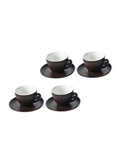 Buy 8-Piece Coffee Cup And Saucer Set Brown 11.7x10x7.8cm in Saudi Arabia