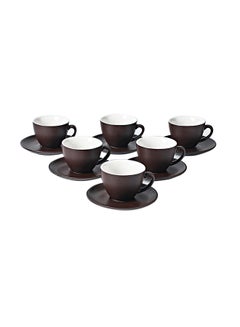 Buy 12-Piece Coffee Cup And Saucer Set Brown 10x8.8x7.4cm in Saudi Arabia