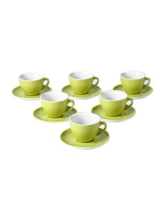 Buy 12-Piece Coffee Cup And Saucer Set Green 10.4x8.8x6.5cm in Saudi Arabia