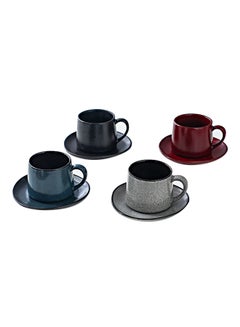 Buy 8-Piece Coffee Cup And Saucer Set Multicolour 11.3x8.2x6.9cm in UAE