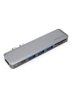 Buy Aluminum Alloy 7-In-1 Multiport Hub With Dual USB-C Connectors Grey in Saudi Arabia