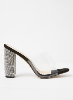 Buy Rhinestone Embellished Clear Heels Black/Clear in Saudi Arabia