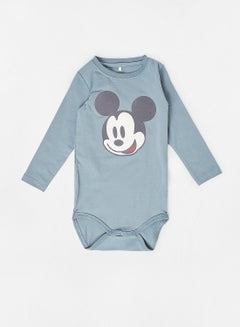 Buy Baby Boys Disney Mickey Print Bodysuit Light Blue in UAE