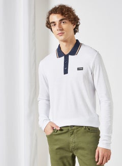 Buy Contrast Collar Polo T-Shirt White in Saudi Arabia