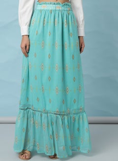 اشتري Woven Mid-Rise Maxi Skirt فيروزي باهت في السعودية