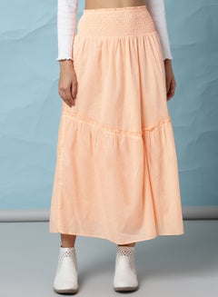 Buy Casual Maxi Skirt Orange in UAE