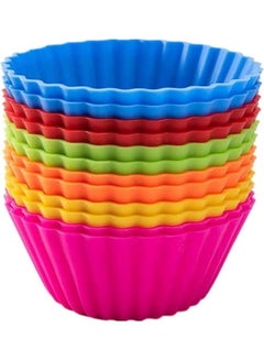 Buy 12 Vibrant Muffin Elements Silicone Cupcake Liners Baking Cup Multicolour one size in UAE