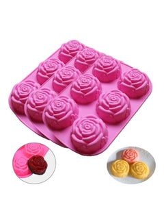 Buy 3-Pack 6-Cavity Rose Shaped Silicone Baking Mold Pink 9.64 x 6.41 x 2.95inch in Saudi Arabia