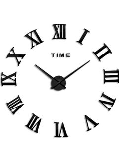 Buy 3D Wall Clock with Mirror Stickers For Home Decoration Black 60x60x3cm in UAE