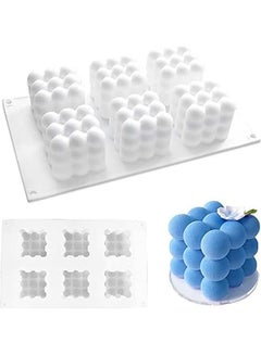 Buy 6-Cavity 3D Rubik Cube Cake Silicone Mold White 11.02 x 6.54 x 2.28inch in UAE