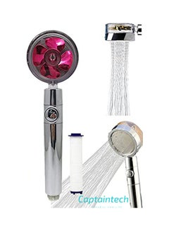 Buy Handheld Turbocharged Pressure Shower-Propeller Driven Turbo Charged Spinning Head with Filter and Pause Switch-Easy Install 360 Degrees Rotating Red/Silver 10.23 x 1.5inch in UAE