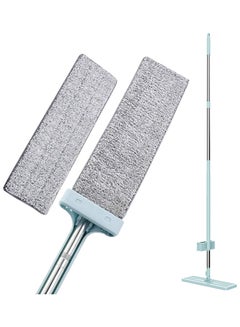 Buy 360Â° Rotating Head Flat Mop With 2 Reusable Microfiber Mop Pads Multicolour in Saudi Arabia