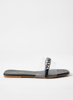 Buy Chain Detail Flat Sandal Clear/Black in Saudi Arabia