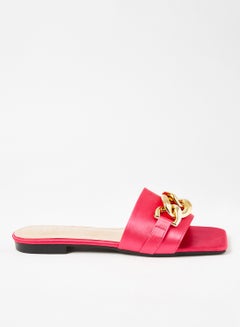Buy Chain Detail Flat Sandals Pink in Saudi Arabia