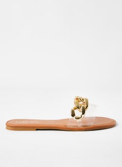 Buy Chain Detail Flat Sandals Clear/Brown in Saudi Arabia