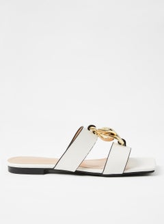 Buy Chain Detail Flat Sandals White in Saudi Arabia