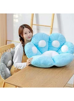 Buy Multiuse Plush Cat Paw Design Chair Cushion Blue/White 80x70cm in Saudi Arabia