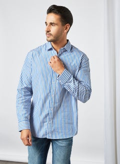 Buy Striped Relaxed Fit Shirt Blue in Saudi Arabia