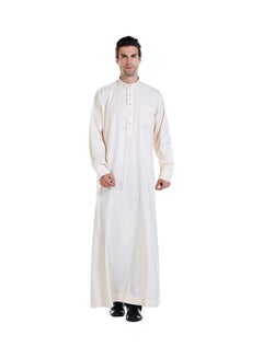 Buy Muslim Long Sleeve Kaftan Beige in Saudi Arabia