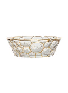 Buy Crystal Quality Glass Ashtray Gold/Clear 16.5x12x6cm in UAE