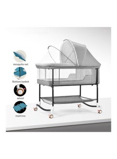 Buy Grey Portable Child Sleeping Basket Bed European Style Folding Crib 9 12 Months in UAE