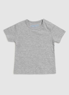Buy Solid Round Neck T-Shirt Light Grey in UAE