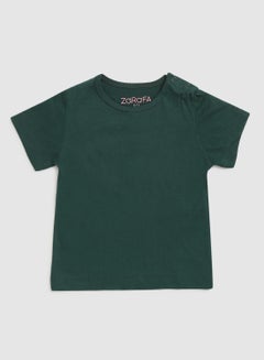 Buy Solid Round Neck T-Shirt Dark Green in UAE