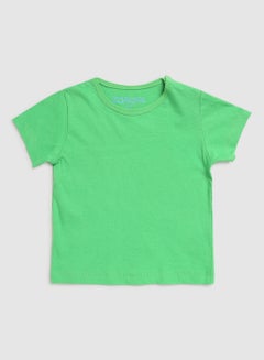 Buy Solid Round Neck T-Shirt Lime in UAE