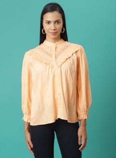 Buy Mandarin Neck Shirt Peach Quartz in UAE