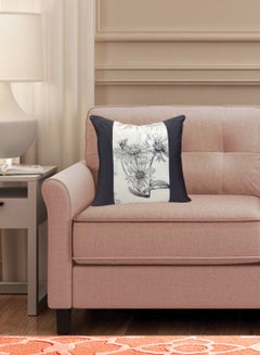Buy HOME TOWN 100% Polyester Printed Cushion Cover With Filler Dark Grey/White 40x40cm in UAE