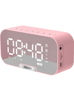 Buy Multi-Functional Digital Mirror Surface Alarm Clock with BT Speaker & FM Radio Pink 6.8 X 13.9 X 4.5cm in Saudi Arabia