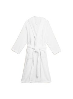 Buy Home Spa Collection Cotton Waffle Bathrobe With Collar And Pocket White One Size in UAE